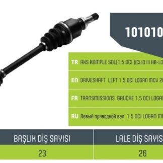 AKS SOL KOMPLE LOGAN MCV CLIO III MODUS 05> 1.5 DCI DIŞ FREZE 23-IÇ FREZE 26-UZUNLUK 649
