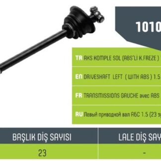 AKS SOL KOMPLE ABSLİ KANGOO CLIO 1.5 DCI 06> DIŞ FREZE 23-ABS HALKA DIŞ SAYISI 44-UZUNLUK 630 KALIN FREZE