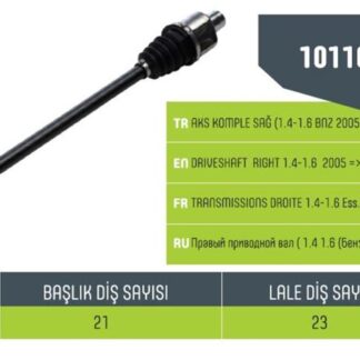 AKS SAĞ KOMPLE LOGAN SANDERO 1.4 1.6 04> RN-8-813 DIŞ FREZE 21-IÇ FREZE 23-UZUNLUK 763