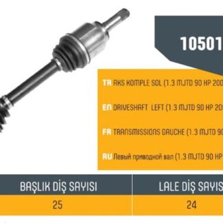 AKS SOL KOMPLE LINEA 1.3 MTJ 90HP 07> DIŞ FREZE 25-IÇ FREZE 24