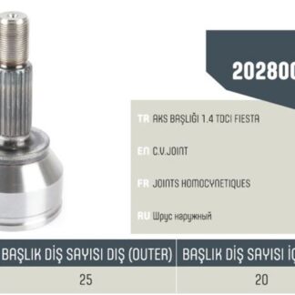AKS KAFASI TAMİR TAKIMI ÖLÇÜ DIŞ FREZE 25 IÇ FREZE 22 CONTA CAP I 53.3 UZUNLUK 140MM FIESTA 1.3 1.25 1.4 TDCI 1.4 16V 01>16 FUSION 1.6 16V 01>12