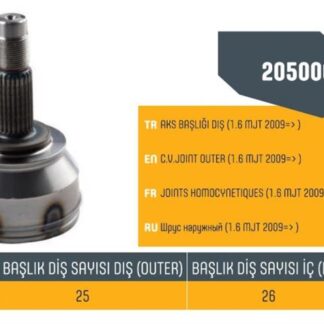 AKS KAFASI DOBLO 1.6 MTJ 09> DIŞ FREZE 25-IÇ FREZE 24