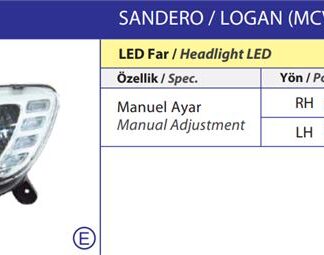 FAR SOL MANUEL LEDLI DACIA LOGAN SANDERO II JOY MCV SANDERO 2017 ->