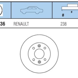 FREN DİSKÖN R21 CLIO SYMBOL KANGOO I 98> MEGANE I 95> / KUBISTAR 03> 4 BİJON HAVALI 238MMKÜÇÜK