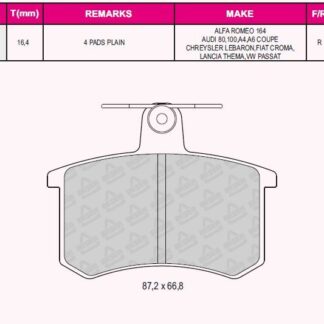 ARKA FREN BALATA PASSAT 1.6 1.8 1.9 A4 A6