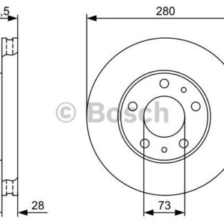 ON FREN DISK AYNASI BOXER III JUMPER III DUCATO III 14Q (15 JANT) / (CAP: 280MM KALINLIK: 28MM) HAVA SOGUTMALI