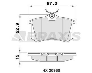 ARKA FREN BALATASI MGN II LGN GOLF III IV PASSAT III POLO C3 C4 P307 AUDI A3 A4 (87×52.9x15mm)