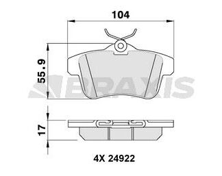 ARKA FREN BALATASI P308 RCZ C4 II DS4 P3008 P5008 P508 1.6GTI / 1.6HDI / 2.0HDI 07 / 10>