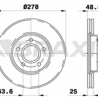 ON FREN DISK AYNASI FOCUS III 1.6ECO / 1.6TDCI FOCUS II 04 /> FOCUS II C MAX 03>07 C MAX 07 /> 1.6ECO / 1.6TDCI / 1.8 16V / 2.0TDCI OLCU: (278 * 25)