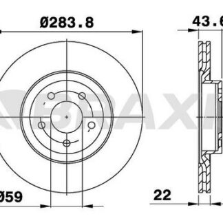 ON FREN AYNASI (DISKI) DOBLO III EGEA 1,3 / 1,6 / 2,0 10>ALFA ROMEO 147 156 (5 BIJON 284MM)