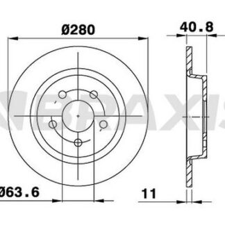 ARKA FREN (AYNASI) DISKI FOCUS II CB4 04>11 C-MAX (DM2) 07>09 VOLVO V50 04>12 C30 06>12 C70 II 05>13 S40 II 04>12 17 JANT – 16 JANT DÜZ 280mm 5 BİJON