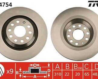 Seat Yedek Parça Yedek Parça Leon Fren Diski Arka 24386 / DDF1503 / DF4754 (TAKIM FIYAT) TRW DF4754-1K0615601N