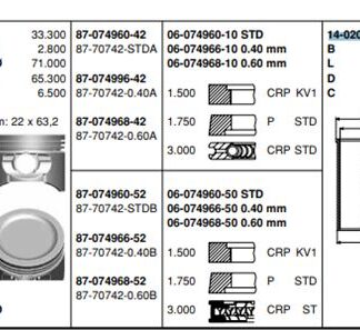 MOTOR GOMLEK TEMPRA SLX 1,6 (86,40mm) / (STD)