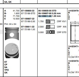 MOTOR SEGMANI AUDI 80 1,6D AUDI 80 TD 89> (76,50mm) (1,75 / 2,0 / 3)