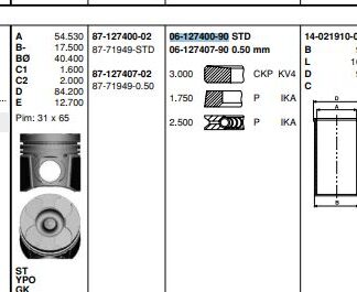 MOTOR SEGMANI LAGUNA II 2.2TDCI 16V G9T (87.00mm) / (STD)