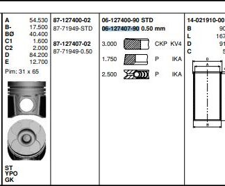 MOTOR SEGMANI LAGUNA II 2.2TDCI 16V G9T (87.00mm) / (+0.50)