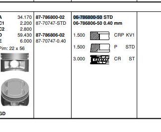MOTOR SEGMANI PALIO SIENA MAREA BRAVA 1,6 16V (86,40mm) / (STD) (1,50*1,50*3,00)