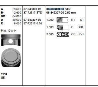MOTOR SEGMANI TAKIM (1 PISTONLUK) / (82,50MM STD) PASSAT AUDI A4 A6 ALT 2,0 20V 131PS 00>08
