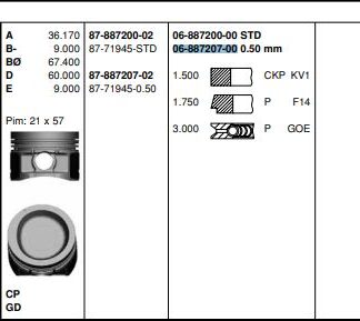 MOTOR SEGMANI LAGUNA MEGANE SCENIC 2,0 F3R (82,70mm) / (050)