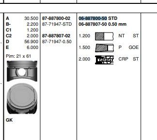 MOTOR SEGMANI MEGANE II SCENIC LAGUNA 2,0 16V F4R (82,70mm) / (STD)