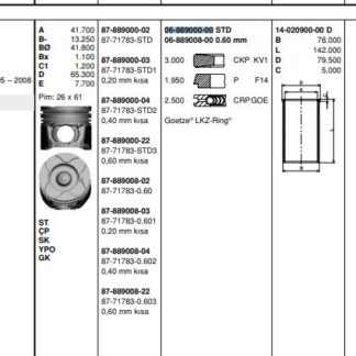 SEGMAN C3 C4 C5 BERLINGO II JUMPY III P206 P207 P307 EXPERT III PARTNER II 308 3008 C5 II C5 III C4 FOCUS C MAX 1,6HDI DV6 (1,6HDI 16V) 75,00MM (STD) / (OLCU: 3×1,95*2,5)
