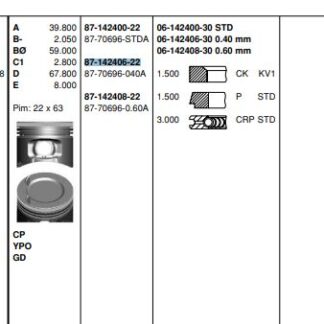 MOTOR PISTON SEGMAN TEMPRA TIPO 2,0Ie 16V (84,00mm) / (040)