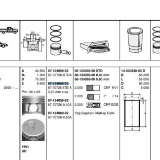 MOTOR PISTON SEGMAN 82,00MM (STD) DOBLO 1.9 D 01>