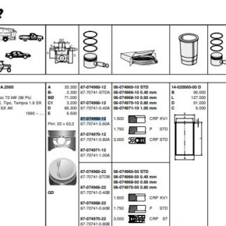 MOTOR PISTON SEGMAN TEMPRA SLX 1.6