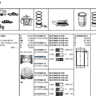 MOTOR PISTON+SEGMANI TEMPRA SLX 1,6 (080)