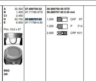 PISTON SEGMAN (78,50MM) / (0,50 FARKLI) P301 C ELYSEE P208 13> P308 II 14> EC5 / EC5F (1,6 VTI 16V EURO5)