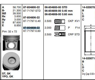PISTON SEGMAN (EURO 3 MOTOR) BOXER II JUMPER II 2.8HDI 03>06 DUCATO II 2.8JTD 03>06 IVECO DAILY III 29 L 13 01>06 40 C 13/50 C 13 99>06