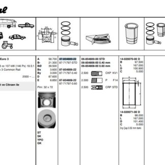 PISTON SEGMAN (EURO 3 MOTOR) BOXER II JUMPER II 2.8HDI 03>06 DUCATO II 2.8JTD 03>06 IVECO DAILY III 29 L 13 01>06 40 C 13/50 C 13 99>06