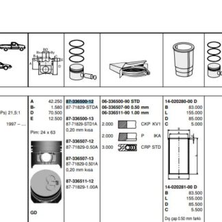 MOTOR PISTON+SEGMAN R19 EXPRES KANGOO DIZEL CUKURLU 1.9D F8Q (80.00MM) / (STD) (ALFINSIZ)