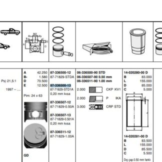 MOTOR PISTON+SEGMAN R19 EXPRES KANGOO DIZEL CUKURLU 1.9D F8Q (80.00MM) / (STD) / (-0.20MM KISA)