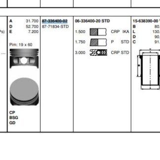 MOTOR PISTON SEGMAN R19 EXPRESS CLIO KANGOO E7J 1,4 ENJ (75,80mm) / (STD)