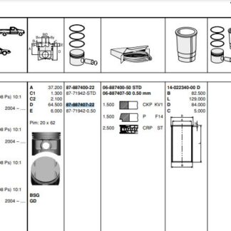 MOTOR PISTON SEGMAN MEGANE II CLIO II CLIO III MODUS SCENIC II (K4J) 1,4 (79,50mm) / (050)