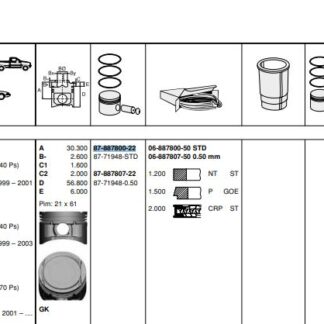 MOTOR PISTON SEGMAN LAGUNA 2,0 LAGUNA II SCENIC 2,0 16V F4R (82,70mm) / (STD)