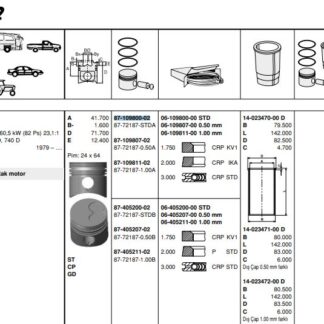 PISTON+SEGMAN (76,51MM STD) CADDY I A80 A100 T3 GOLFI II JETTA I II LT28 35 40 55 PASSAT SANTANA 1,6TD 78>96
