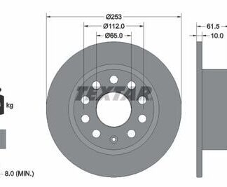 Skoda Yedek Parça Octavia Fren Diski Arka Textar 92306603-5Q0615601C