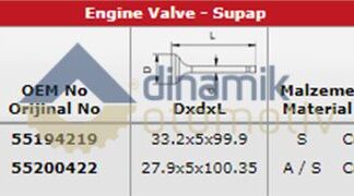 SUBAP TAKIMI DOBLO PALIO PUNTO LINEA ALBEA EGEA 1,4 8V FIRE (IN 4 / EX 4)