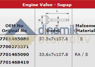 SUBAP TAKIMI R9 R19 CLIO 1,4 / 1,6 ENJ MEGANE 1,4 / 1,6 ENJ (IN 4 / EX 4)