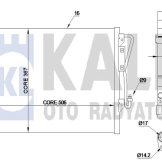 KLİMA RADYATÖRÜ KONDENSER/BRAZING (AL/AL)/506X367X16/KURUTUCUSUZ KANGO/NISSAN KUBISTAR 97-
