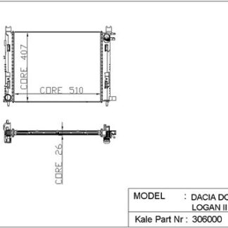 MOTOR RADYATOR CLIO IV 12> CAPTUR 13> SANDERO II 12>LODGY 12> DOKKER 12> 0.9 TCE 1.2TCE / 1.5DCI / 1.6 (1 SIRA ALB SISTEM) (510X407X26)