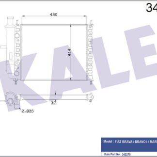 SU RADYATÖRÜ BRAVA BRAVO I MAREA MAREA WEEKEND 1.4 1.6 16V 1.4 12V 95>02 (MT) [MEKANİK] [480X414X32]