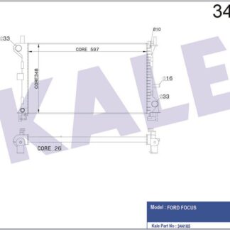 SU RADYATÖRÜ FORD FOCUS 1.4/1.6/1.8/2.0 16V 98<05 (AT) (AC/NAC) [BRAZING] [597X348X26]