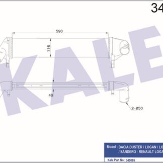INTERCOOLER TURBO RADYATÖRÜ DUSTER LOGAN MCV SANDERO 09 + K9K [BRAZING] [590X116X40]