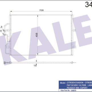 KLİMA RADYATÖRÜ PEUGEOT 806 EXPERT – CITROEN EVASION MPV JUMPY – FIAT SCUDO ULYSSE – LANCIA ZETA 94=> 1.6 1.8 1.9D/TD 2.0 16V 2.0HDI KURUTUCUSUZ [BRAZING AL/AL] [688X458X16]