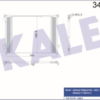 KLİMA RADYATÖRÜ NISSAN PRIMASTAR 1.9/2.0DCI – RENAULT TRAFIC II 2.0 1.9/2.0DCI 2.0 16V – OPEL VIVARO A 1.9DI/DTI 2.0CDTI 2.0 16V 01=> KURUTUCUSUZ [BRAZING AL/AL] [590X436,8X16]