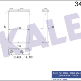 KALORİFER RADYATÖRÜ DOBLO 01 + PUNTO 01 + IDEA 04 + NAC (AC/NAC) [BRAZING AL/AL] [211X152X32]