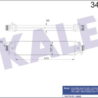 TURBO RADYATÖRÜ FIAT BRAVO 07=> PUNTO 05=> – ALFA ROMEO MITO GIULIETTA 08=> 1.4TJET 1.6/1.9DMTJ – OPEL COMBO 1.3/1.6/2.0CDTI 12=> – LANCIA DELTA III 1.4 16V 1.6MTJ 08<14 (MT) [BRAZING] [573X127,8X50]